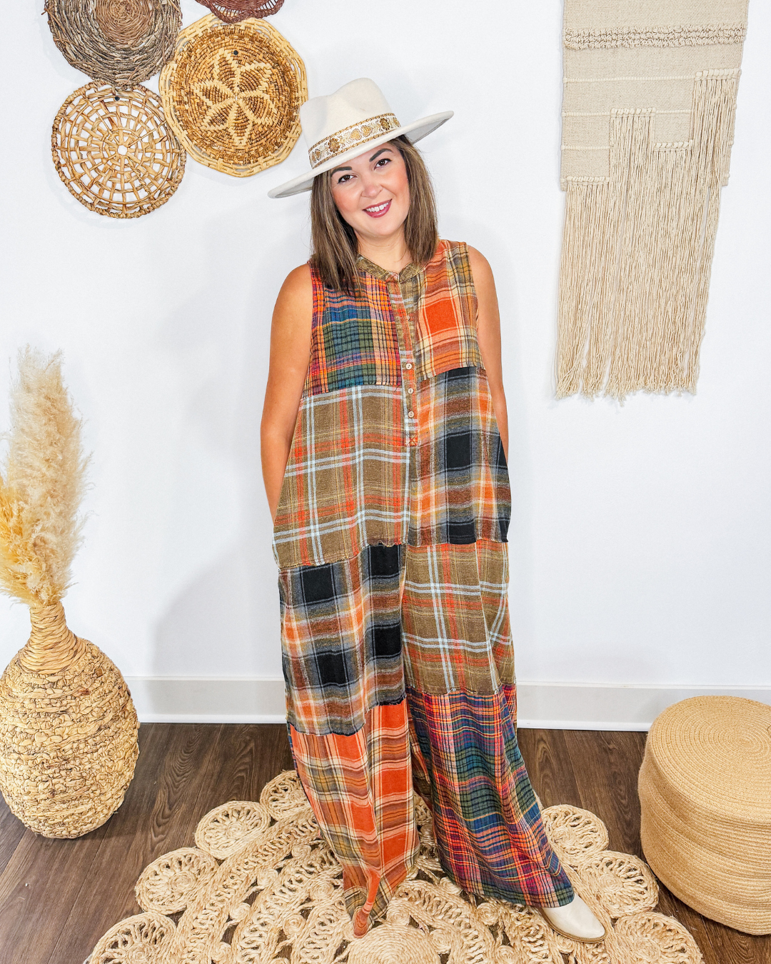 Scarecrow Plaid Jumpsuit