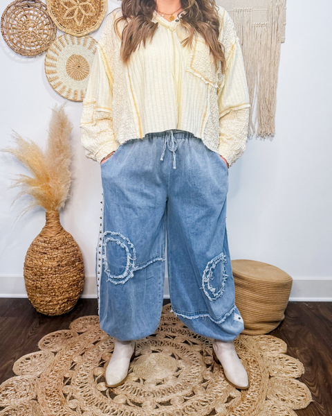 Studded Joggers (Denim)