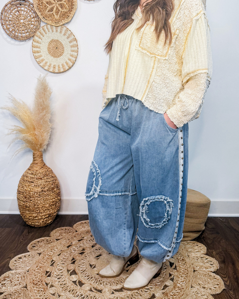 Studded Joggers (Denim)