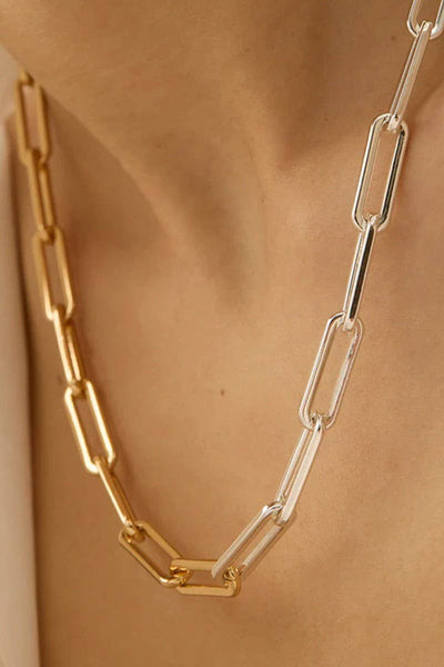 18K Stainless Steel Tarnish Free Mixed Metals Necklace | TWO TONE
