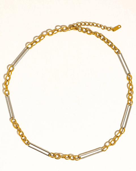 Norra 18K Gold Non-Tarnish Mixed Chain Necklace: Multi-Colored