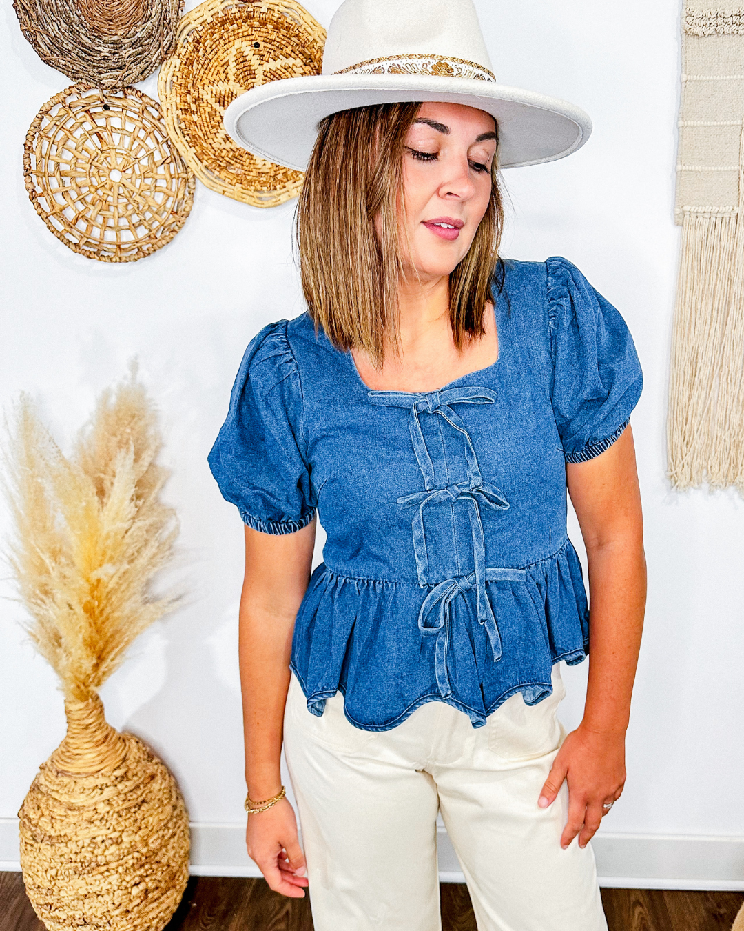 Harvest Blues Denim Bow Top