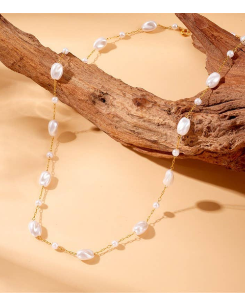 18K Stainless Steel Pearl Necklace