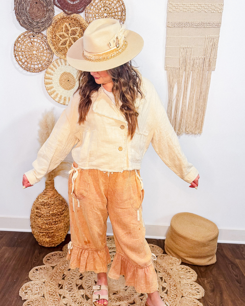 Light & Linen Raw Hem Linen Jacket
