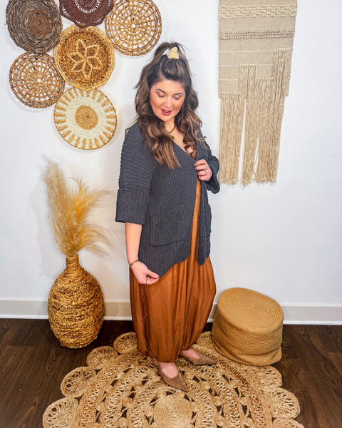 Oversized Slouchy Cardigan (Ink Charcoal)