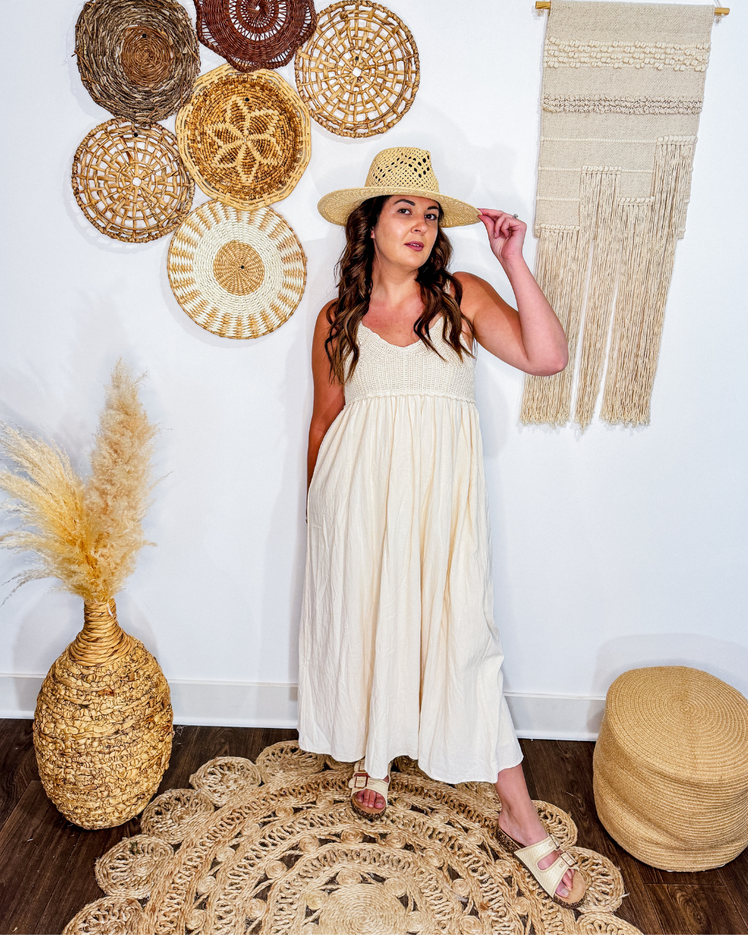 Ostra Crochet Sun Dress (Oatmeal)