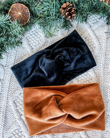 Super Soft Twisted Velvet Headband (Black)