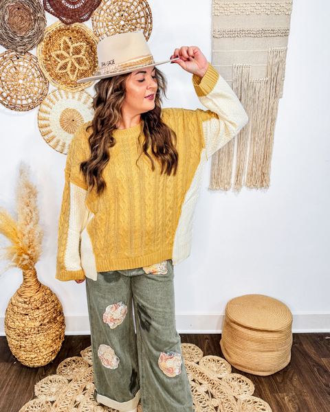Golden Hour Cable Knit Sweater