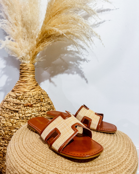 Bamboo Slide Sandals (CHESTNUT)