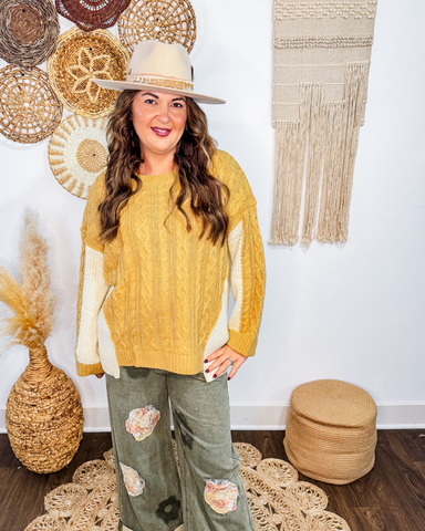 Golden Hour Cable Knit Sweater