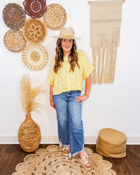Sweetheart Yellow Short Sleeve Sweater (Butter Yellow)