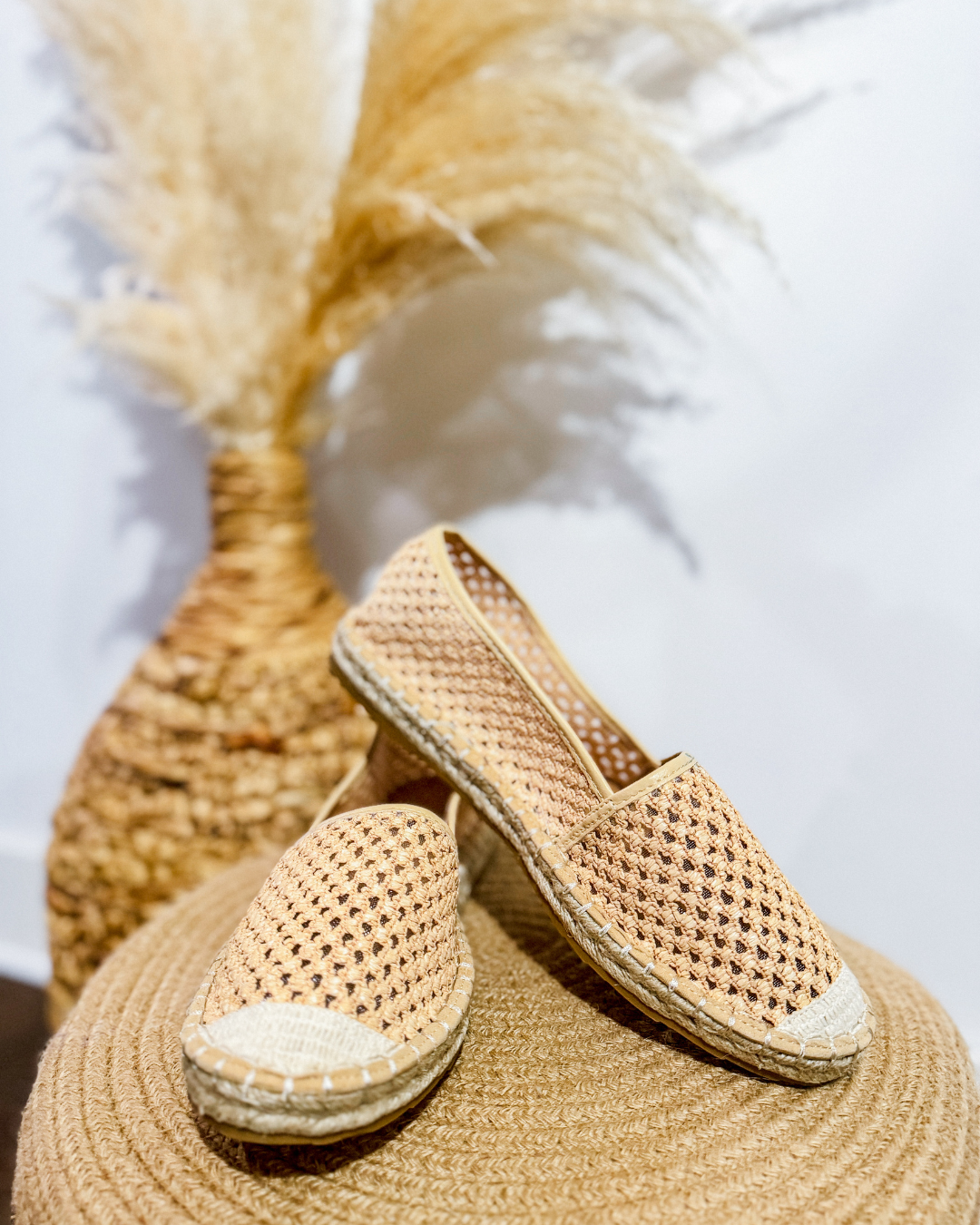 Natural Rafia Slipon Flats