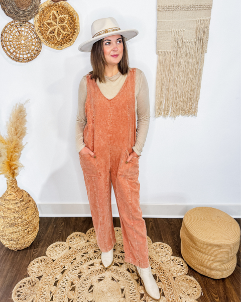 Pumpkin Patch Overall Jumpsuit (Rust)