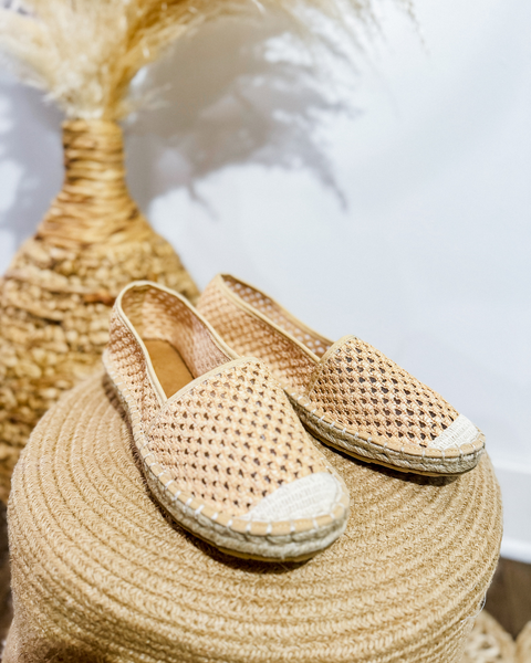 Natural Rafia Slipon Flats