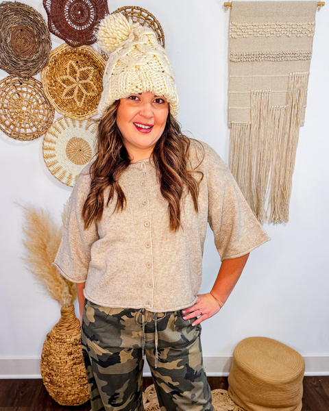 The In-Between Quarter Sleeve Cardigan (Light Mocha)