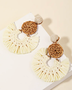 Rafia/Macrame Earrings (Ivory)