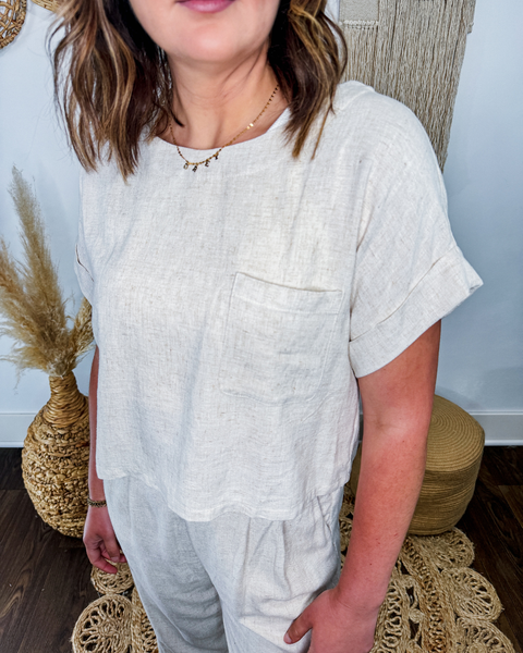 Lyndsey Linen Pocket Top