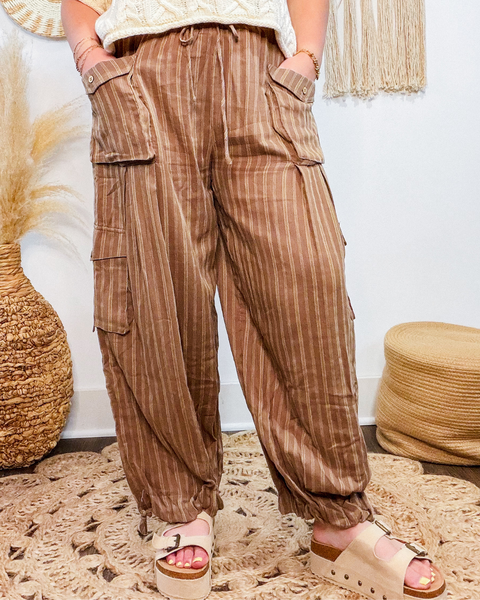 Striped Cargo Pants (Mocha)