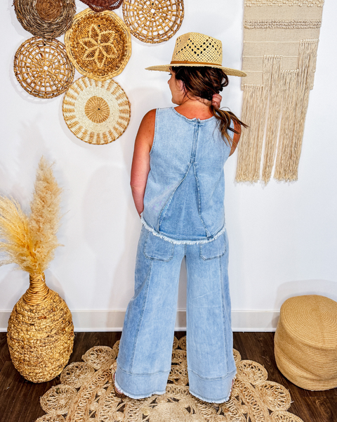 Mystic Tide Denim Flare Top