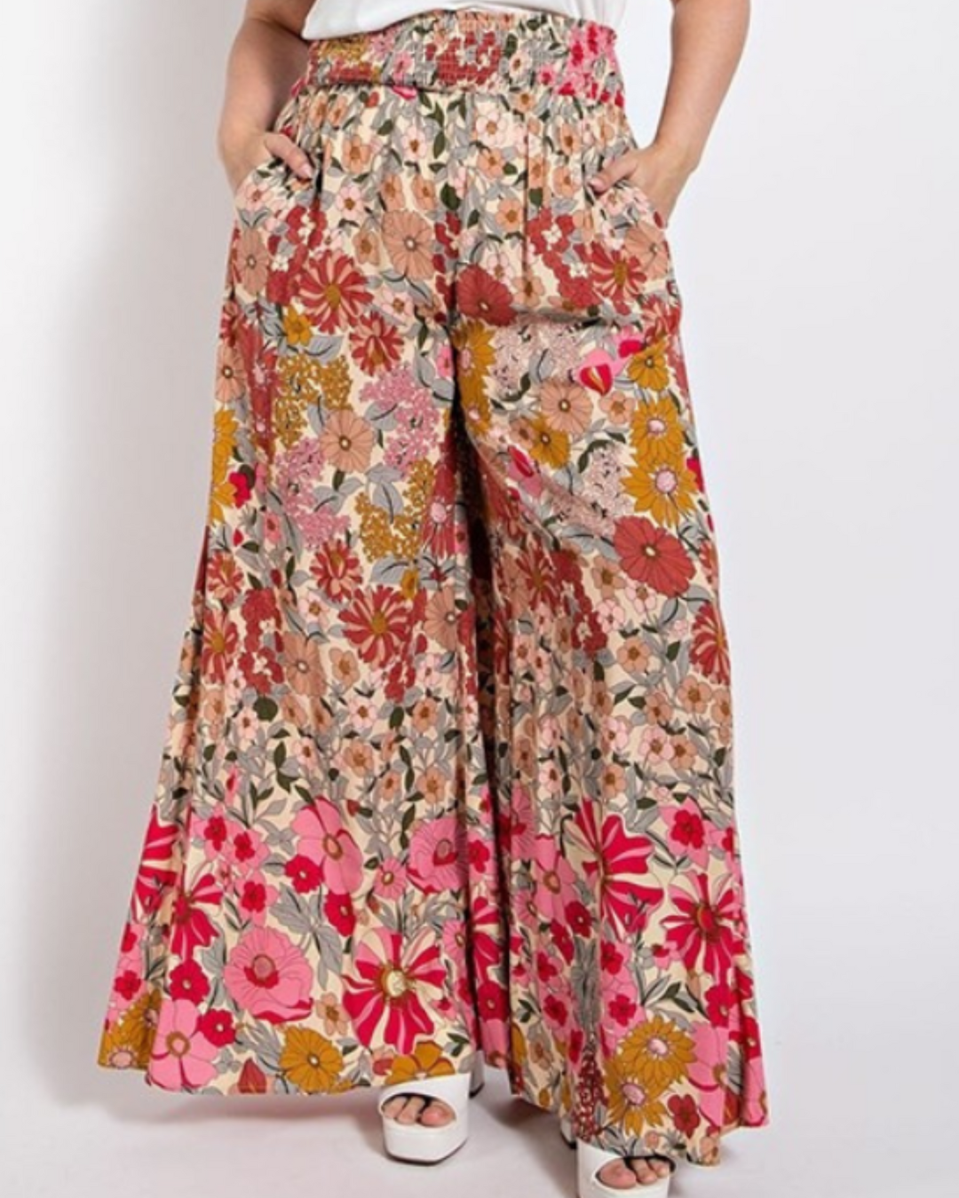 PLUS Blooming Floral Pants (Rose Pink)