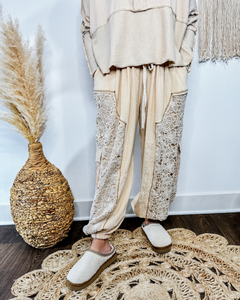 Toasted Almond Crochet Sweatpants