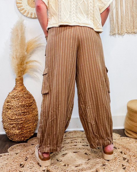 Striped Cargo Pants (Mocha)