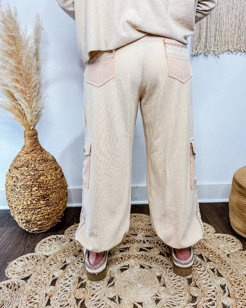 Toasted Almond Crochet Sweatpants