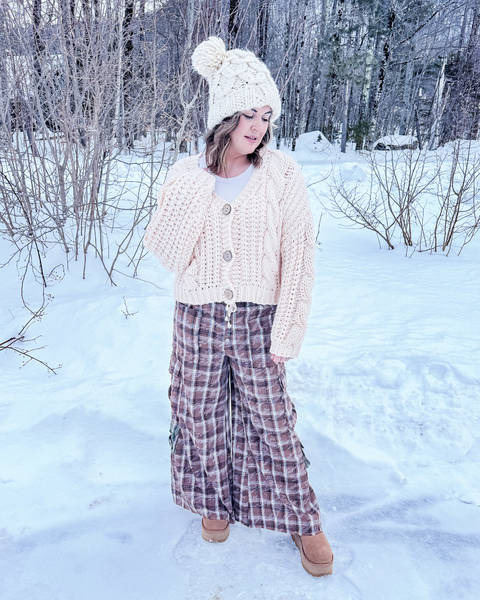 Chunky Button Cardigan (Cream)