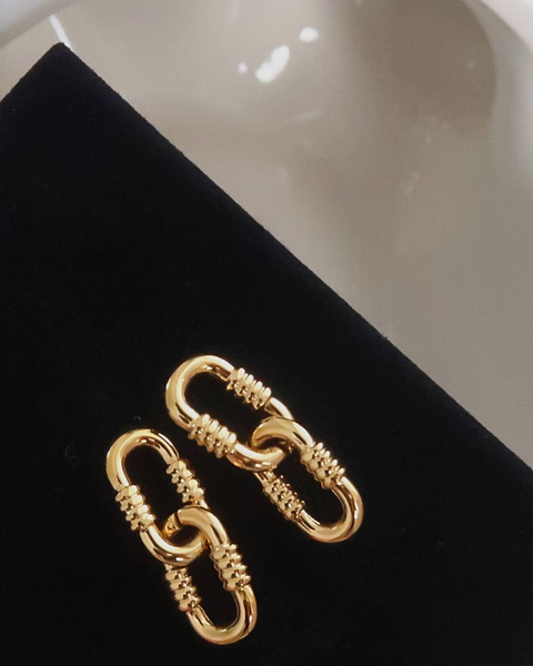 Rêve 18K Gold Non-Tarnish Small Link Earrings: Yellow Gold