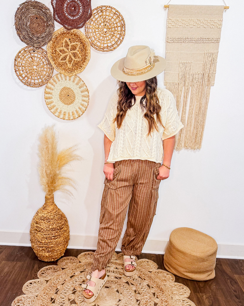 Striped Cargo Pants (Mocha)