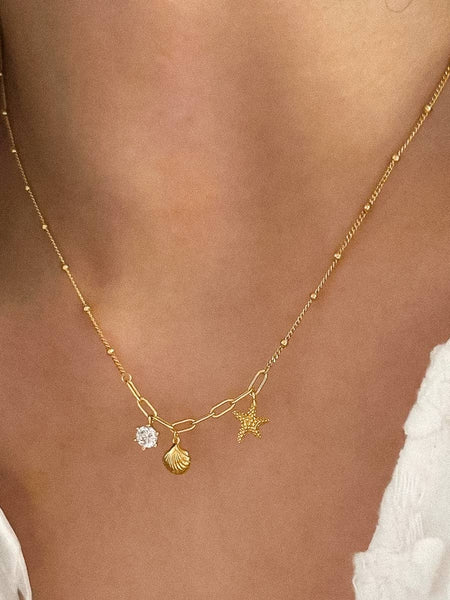 Roshell 18K Gold Non-Tarnish Shell Necklace