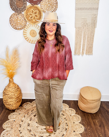September Nights Cable Sweater (Wine)