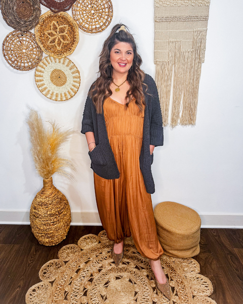 Oversized Slouchy Cardigan (Ink Charcoal)