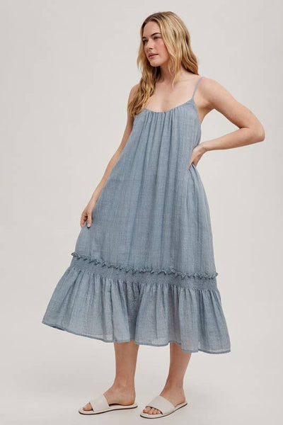 Midi Smocking Dress (Blue Grey)