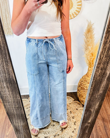Mystic Tide Denim Drawstring Pants