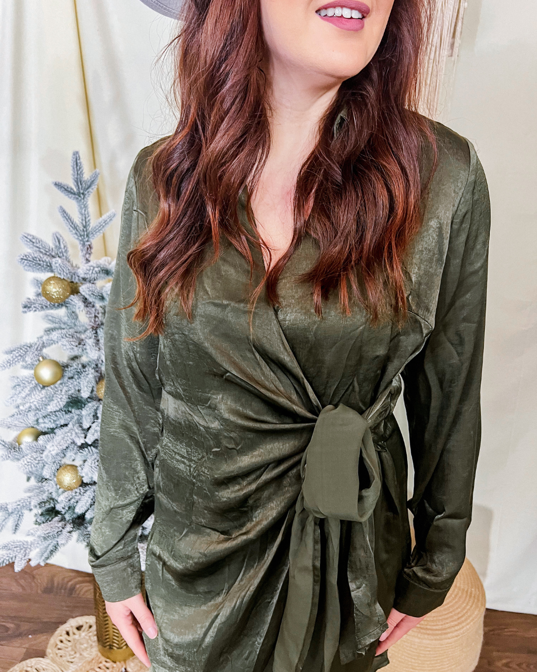 Evergreen Elegance Tie Dress 3XL