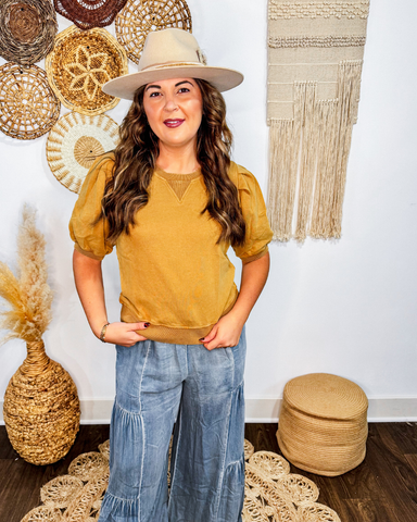 Honeyfield Pleated Sleeve Sweatshirt Top