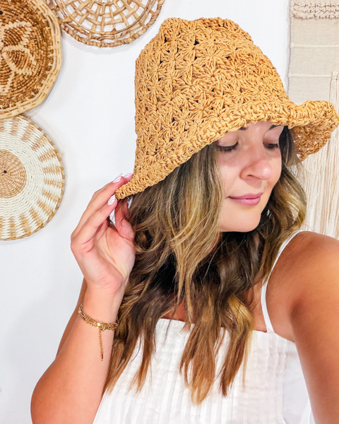 Intricate Straw Braided Bucket Hat