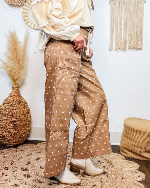 Polka Dot Elasticized Waist Wide Pants