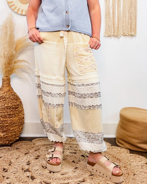 Vintage Charm Lace Joggers