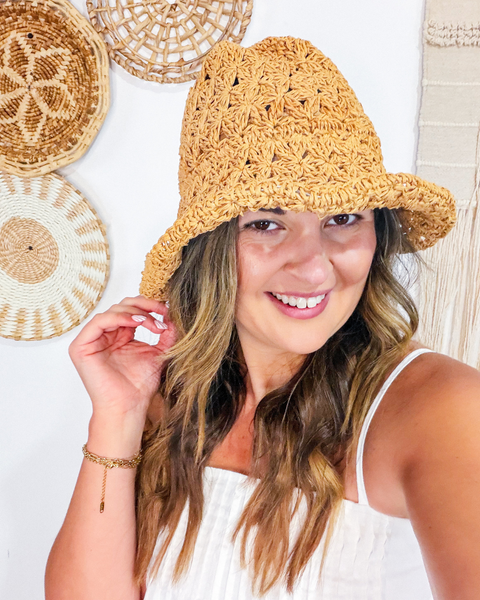 Intricate Straw Braided Bucket Hat