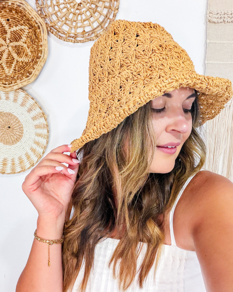 Intricate Straw Braided Bucket Hat