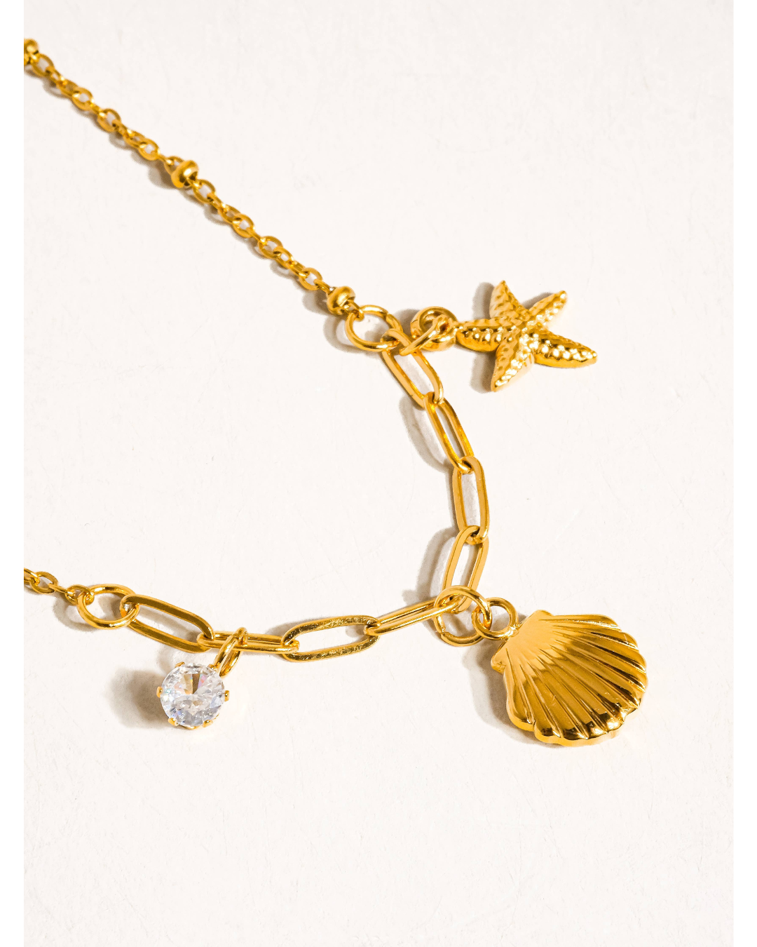 Roshell 18K Gold Non-Tarnish Shell Necklace