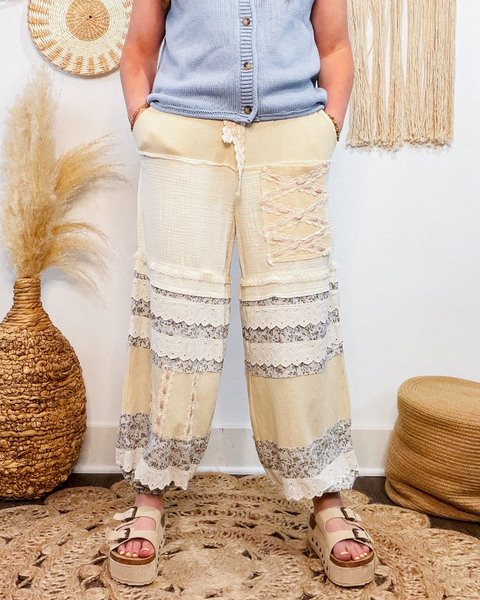 Vintage Charm Lace Joggers