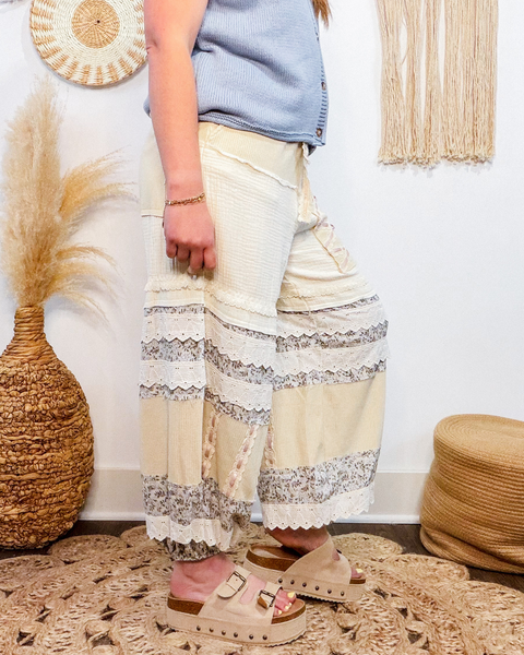Vintage Charm Lace Joggers