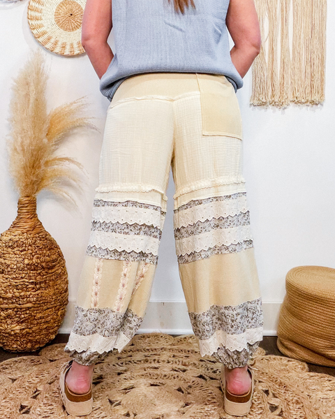 Vintage Charm Lace Joggers