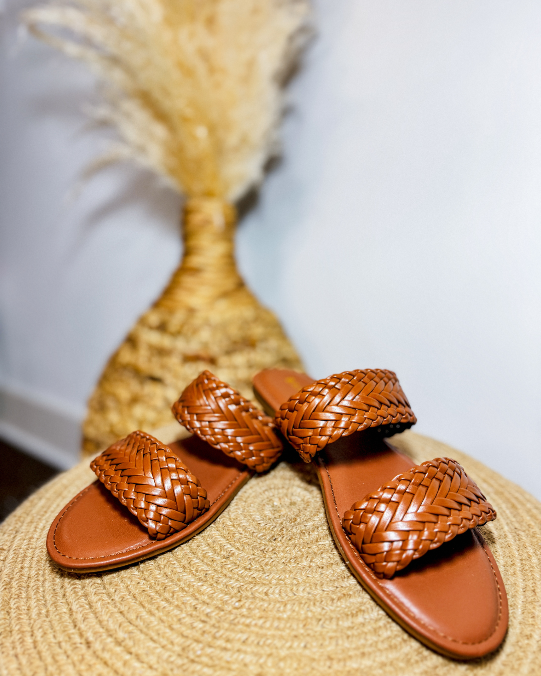 Braided Double Strap Slip-on Slide Sandal