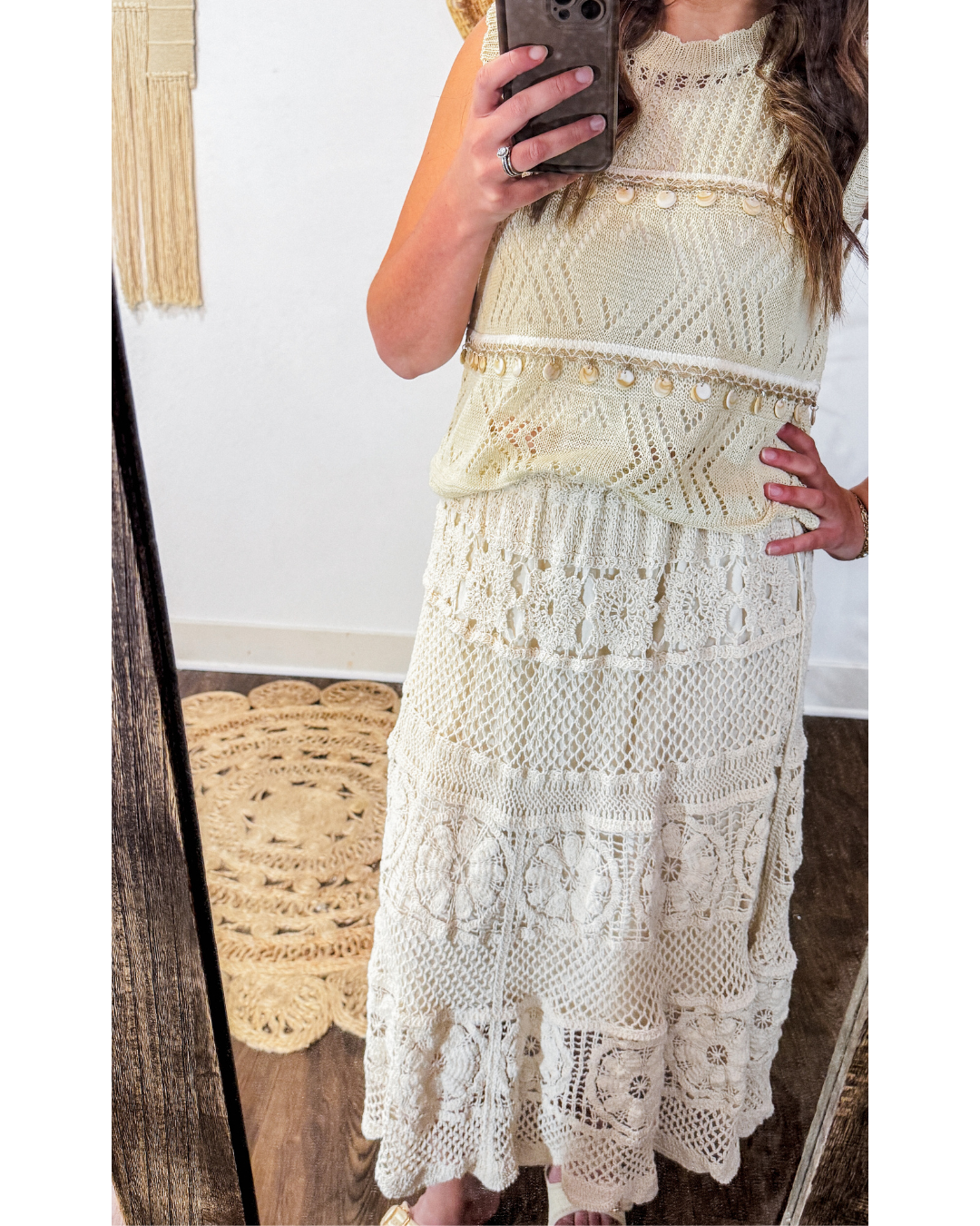 Scalla Crochet Midi Skirt