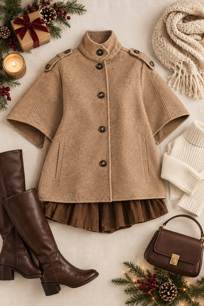 Buttoned Cape Jacket