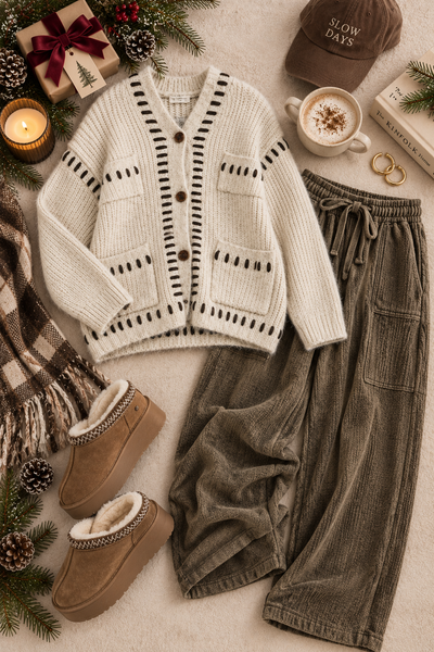 Hooded Stiched Cardigan